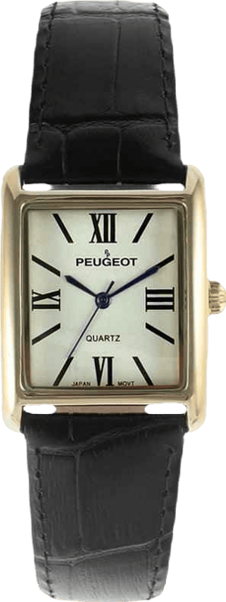 Women's Tank Watch Roman Dial Black Leather Strap