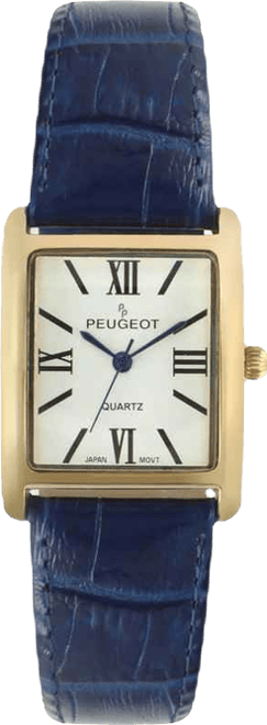 Women's Tank Watch Roman Dial Blue Leather Strap