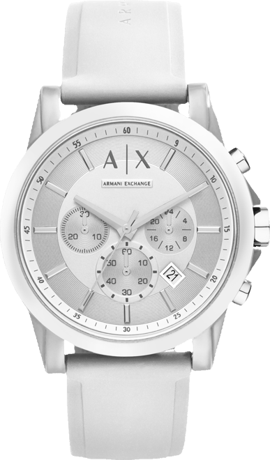 A|X Armani Exchange Unisex Chronograph White Silicone Strap Watch