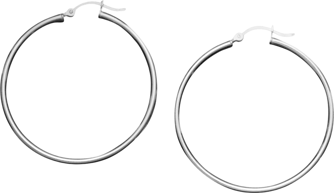 Large Sterling Silver Tube Hoops, 1.75"