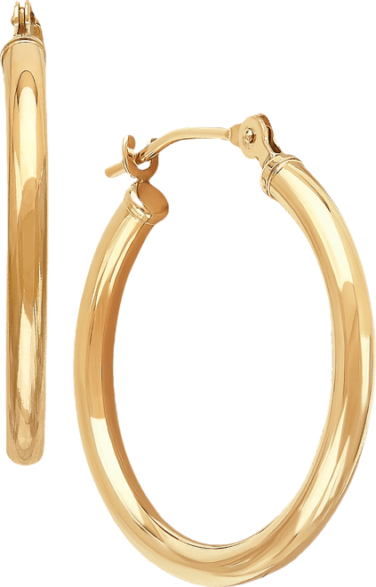 Polished Tube Hoop Earrings in 10k Gold, 4/5 inch