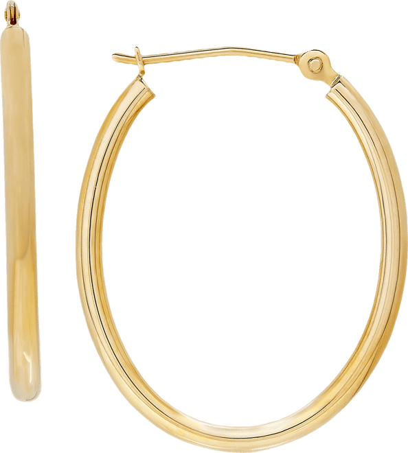Polished Oval Tube Hoop Earrings in 10k Gold, 1 inch