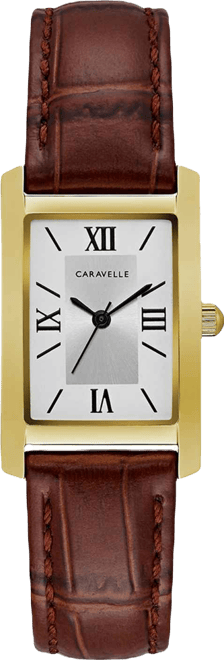 Designed by Bulova Women's Brown Leather Strap Watch 21x33mm