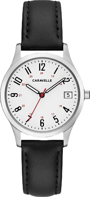 Designed by Bulova Women's Black Leather Strap Watch 30mm