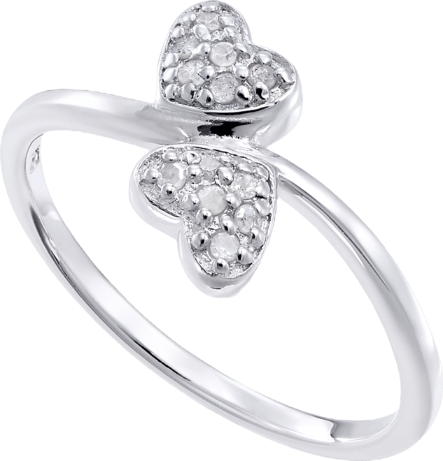 Diamond Double Heart Ring (1/10 ct. t.w) in Sterling Silver