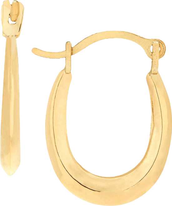 Children's Polished Oval Hoop Earrings in 14k Gold (1/2")