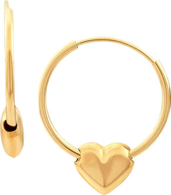 Children's Heart Hoop Earrings in 14k Gold (1/2")