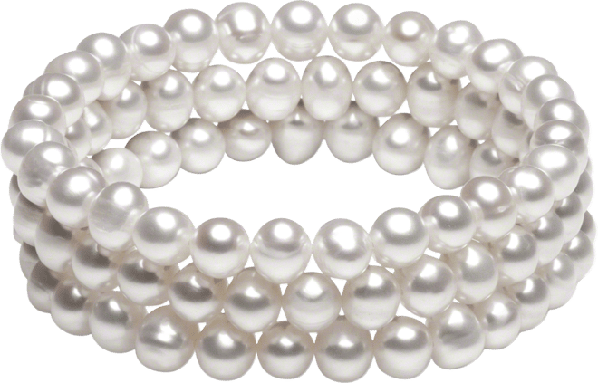 3-Pc. Set White Cultured Freshwater Pearl (6-1/2 mm) Stretch Bracelets (Also in White/Gray/Peacock & White/Pink Gray)