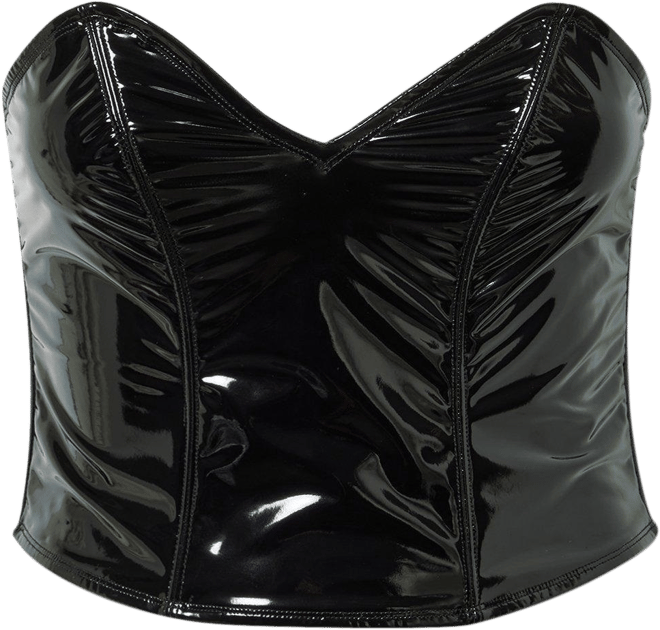 Patent Leather Studded Pointed Cup Bustier