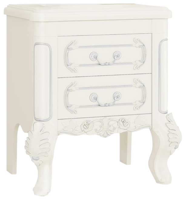 Nightstand, End Table with 2 Drawers, Carved Bedside Tables, Side Table for Bedroom, Living Room, Classic Bedroom Furniture, Night Stand -