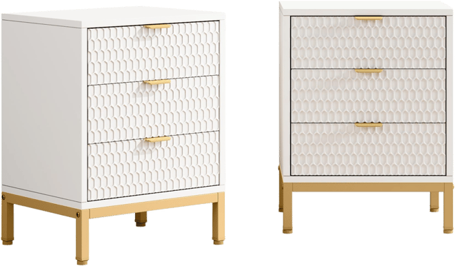3-Drawer Nightstand Set of 2, 25.8" Tall Modern Bedside Table, Large Side End Table with Storage Drawers for Bedroom