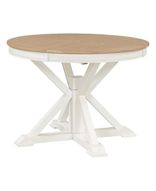 Retro Extendable Dining Table with 12-Inch Leaf for Functional Dining and Living Room Spaces