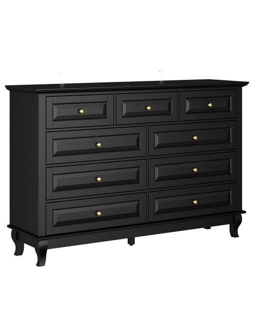 9-Drawer Gray Wood Dresser Bedroom Storage Cabinet Modern Style