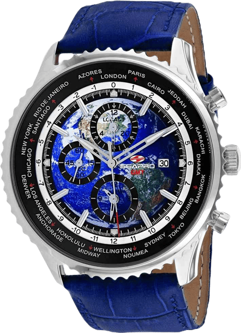Men's Meridian World Timer Gmt Blue Dial Watch