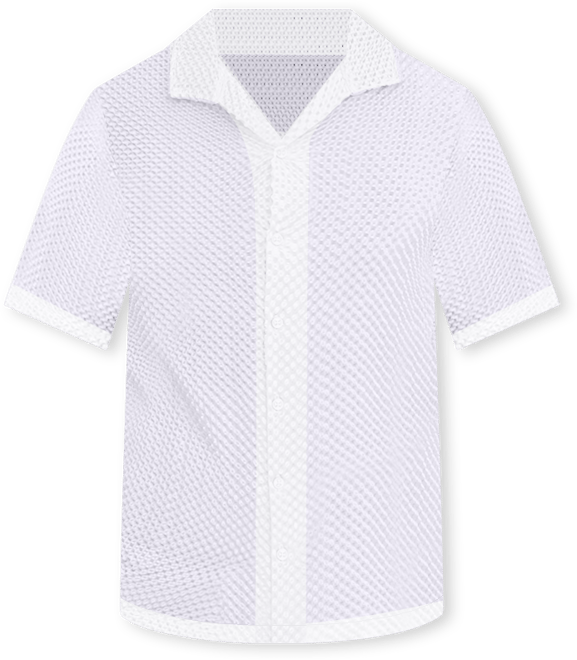Men's Chalk White Self-Design Block Shirt
