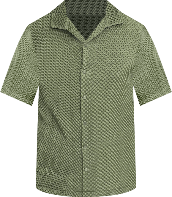 Men's Olive Green Puffy-Textured Shirt