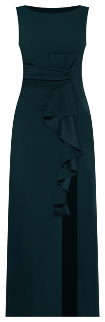 Betsy & Adam Women's Cascading-Ruffle Boat-Neck Gown