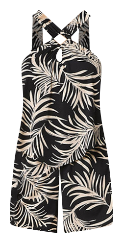 Mynah Womens High Neck Tropical Swim Romper
