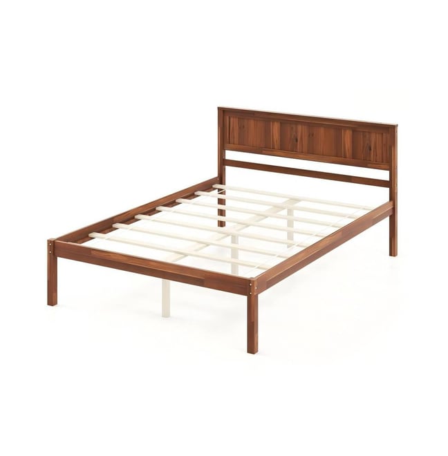 Full Size Wooden Bed Frame with Headboard and Slat Support-Full Size
