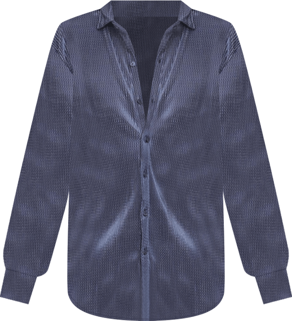 Men's Navy Blue Textured-Pleat Shirt