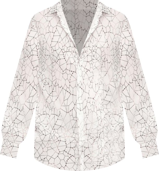 Men's Chalk White Veined-Pleated Shirt