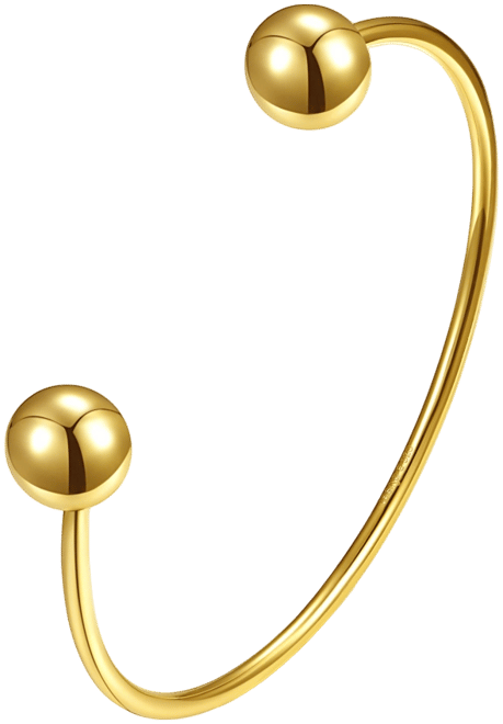 Gigi Girl Teens/Young Adults 14k Yellow Gold Plated Ball Capped Open Cuff Bangle Bracelet