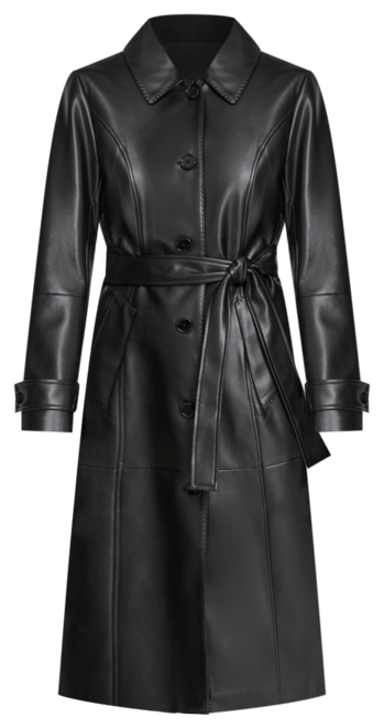 Calvin Klein Leather Car Coat Womens Calvin Klein Women's Belted