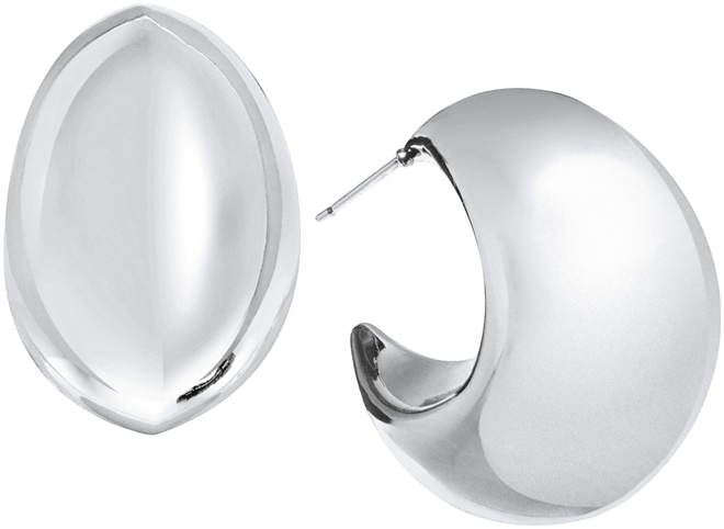 Silver Plated or 18k Gold Plated Brass Post C Hoop Puff Earring