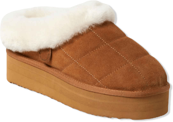 Fireside by  Women's Bendigo Genuine Shearling Quilted Platform Clog Slipper