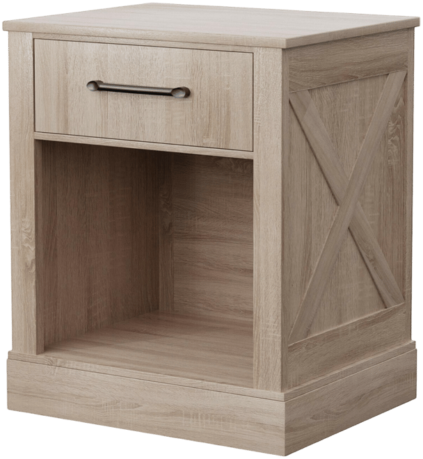 Nightstand with Drawer and Shelf Rustic Wooden Bedside Table Bedroom Brown