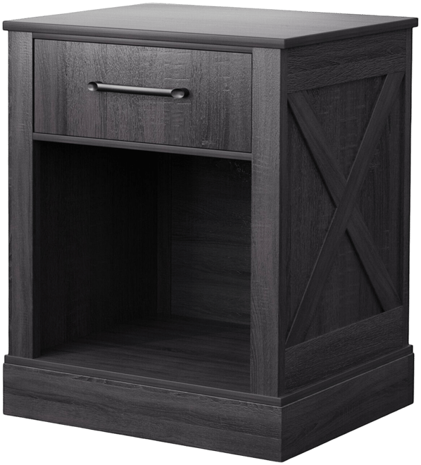 Nightstand with Drawer and Shelf Rustic Wooden Bedside Table Bedroom Brown