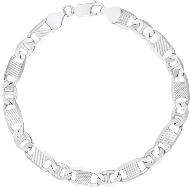 Men's Textured Mixed Mariner Link Chain Bracelet in 14k Gold-Plated Sterling Silver