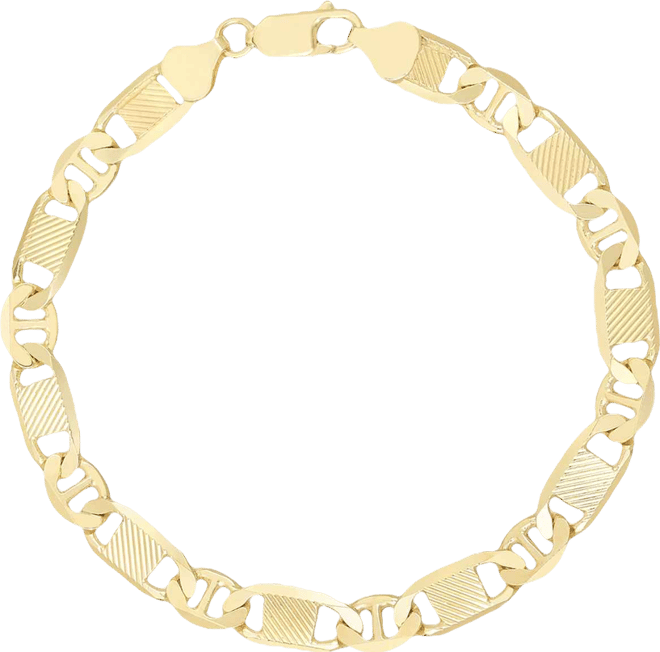 Men's Textured Mixed Mariner Link Chain Bracelet in 14k Gold-Plated Sterling Silver