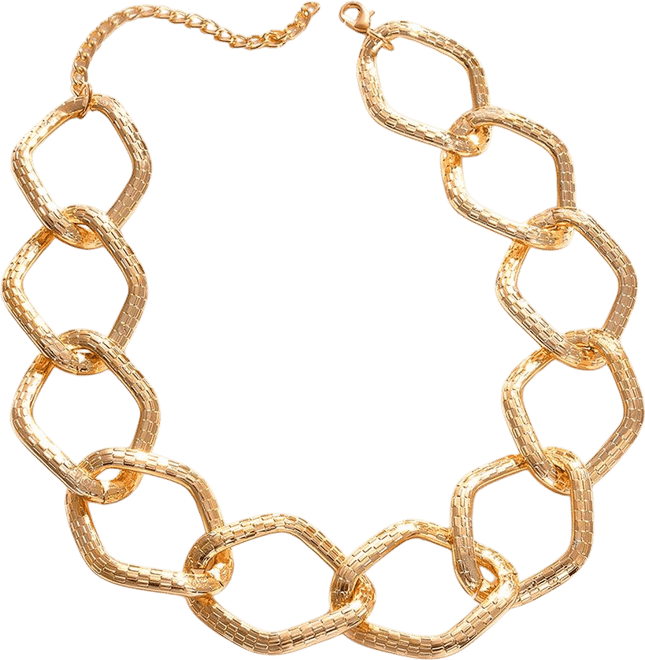 Women's Gold Metallic Chainlink Necklace