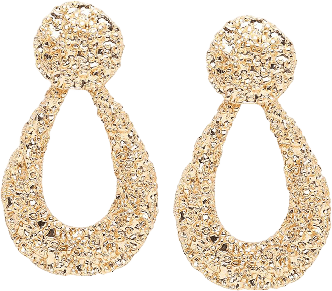 Women's Gold Textured Teardrop Earrings