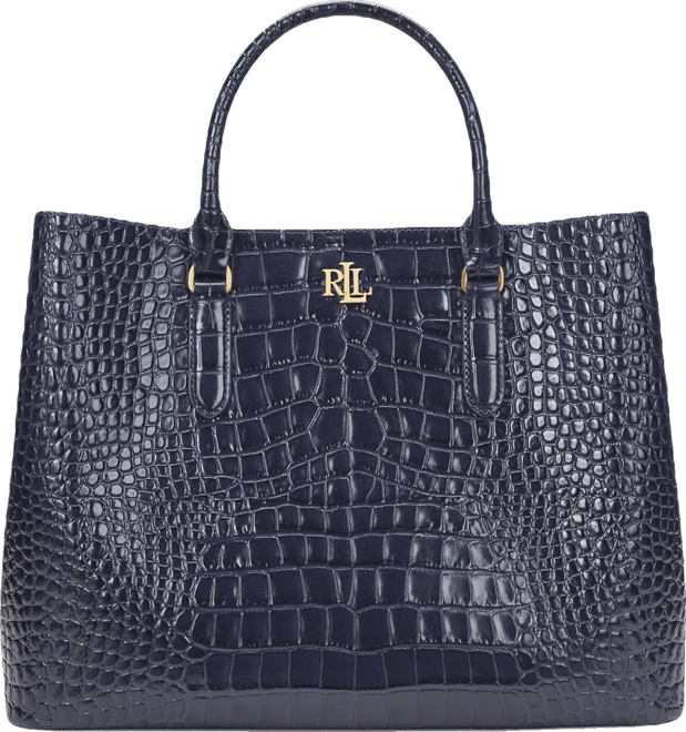 Lauren Ralph Lauren Marcy Large Embossed Leather Satchel - Macy's