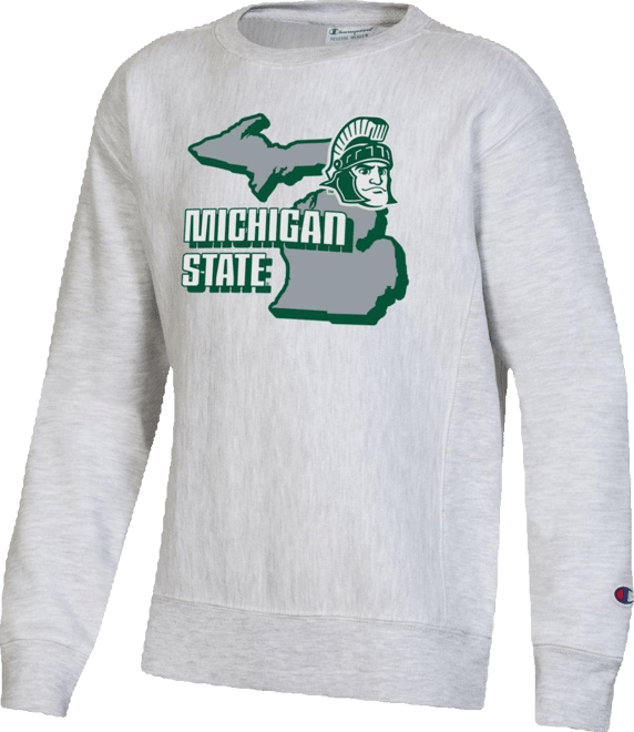 Big Boys  Heather Gray Michigan State Spartans Reverse Weave Pullover Sweatshirt