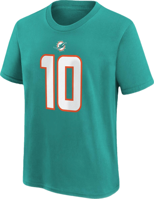 Big Boys  Tyreek Hill Aqua Miami Dolphins Player Name and Number T-shirt