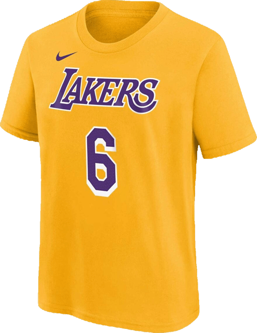 Big Boys LeBron James Gold Los Angeles Lakers Icon Name and Number T-shirt