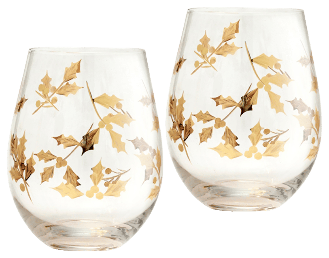 Classic Stemless Wine Glasses, Set of 2