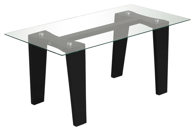 Rectangle Coffee Table Modern Tempered Glass Top Accent Table Black