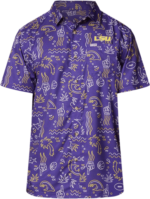 Men's  Purple Lsu Tigers Super Slack Tide Omni-Wick Button-Up Shirt
