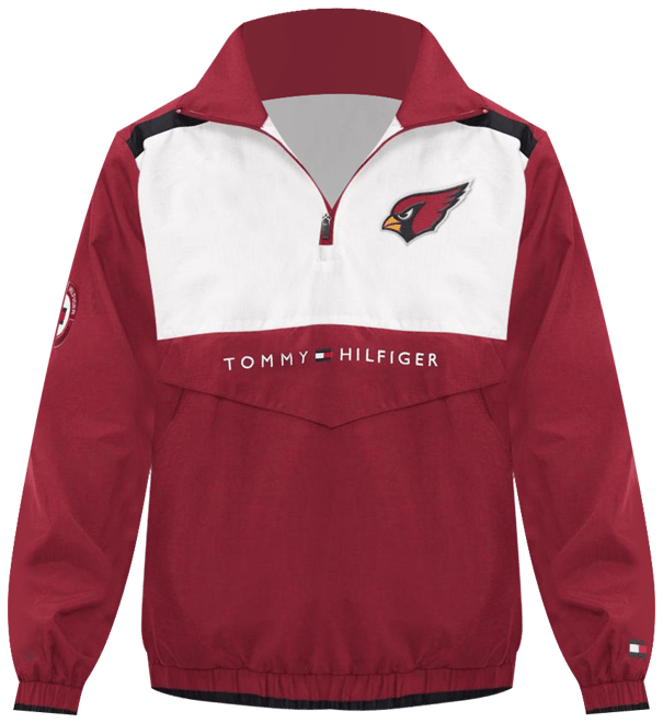 Men's  Cardinal, White Arizona Cardinals Carter Half-Zip Hooded Top