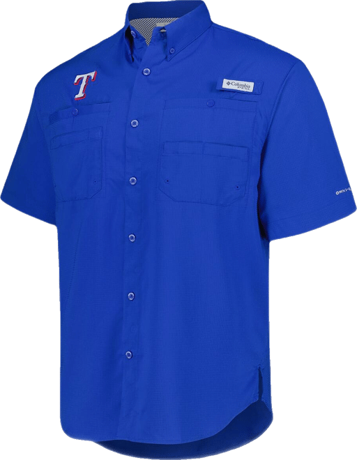 Men's Royal Texas Rangers Tamiami Omni-Shade Button-Down Shirt