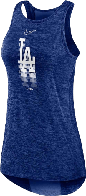 Women's  Royal Los Angeles Dodgers Logo Fade High Neck Performance Tank Top
