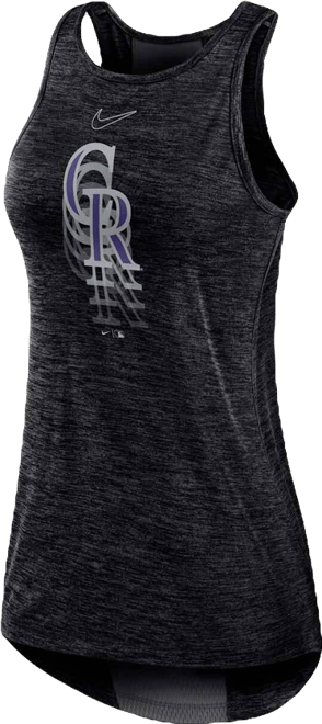 Women's  Black Colorado Rockies Logo Fade High Neck Performance Tank Top