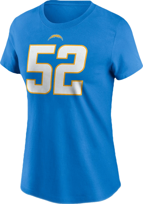 Women's  Khalil Mack Powder Blue Los Angeles Chargers Player Name & Number T-shirt