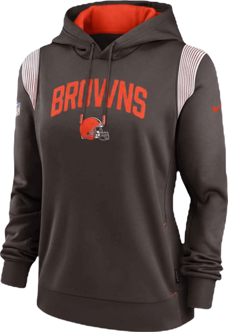 Women's  Brown Cleveland Browns Sideline Stack Performance Pullover Hoodie
