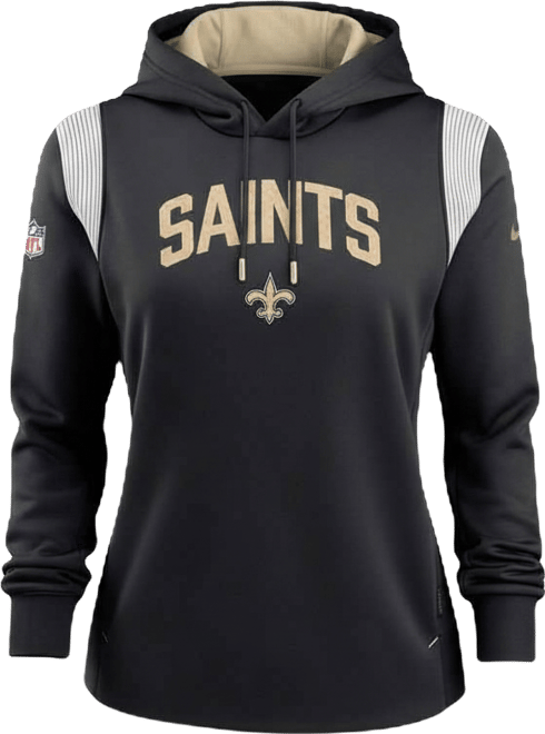 Women's  Black New Orleans Saints Sideline Stack Performance Pullover Hoodie