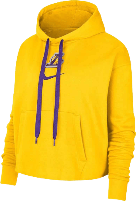 Women's  Gold Los Angeles Lakers Courtside Cropped Pullover Hoodie